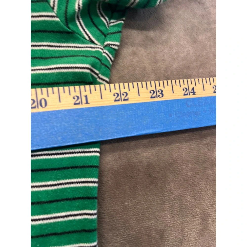 Polo Ralph Lauren Mens Green Striped Short Sleeve Polo Shirt Orange Pony Size M‎